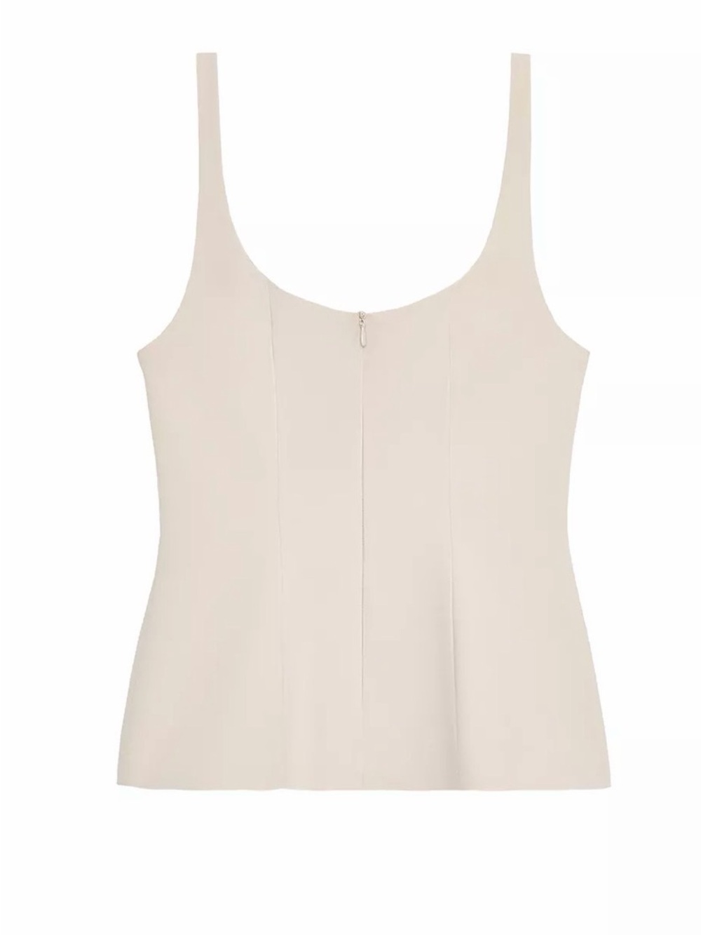 Zippered Peplum Top in Light Beige